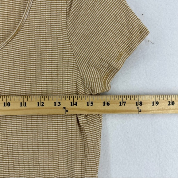 American Eagle Outfitters Stripped Button T Shirt Blouse Medium Yellow - Picture 3 of 10